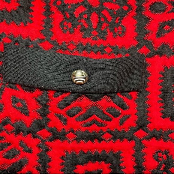 🎄Vintage 80s Red Faux Quilted Button Black/Red Secretary Jacket Top Made in USA - Picture 5 of 10